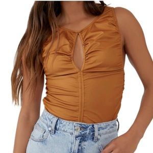 Free People Ride Along Ruched Crop Top Cowboy